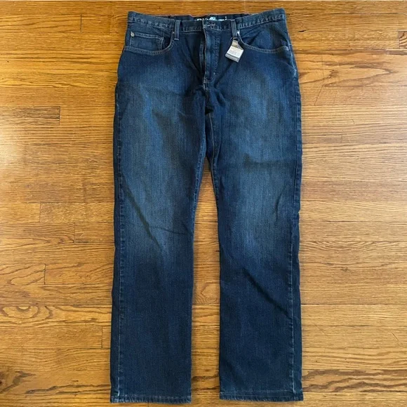 NWT Eddie Bauer Fleece Lined Classic Straight Flex Winter Jeans - Picture 1 of 10